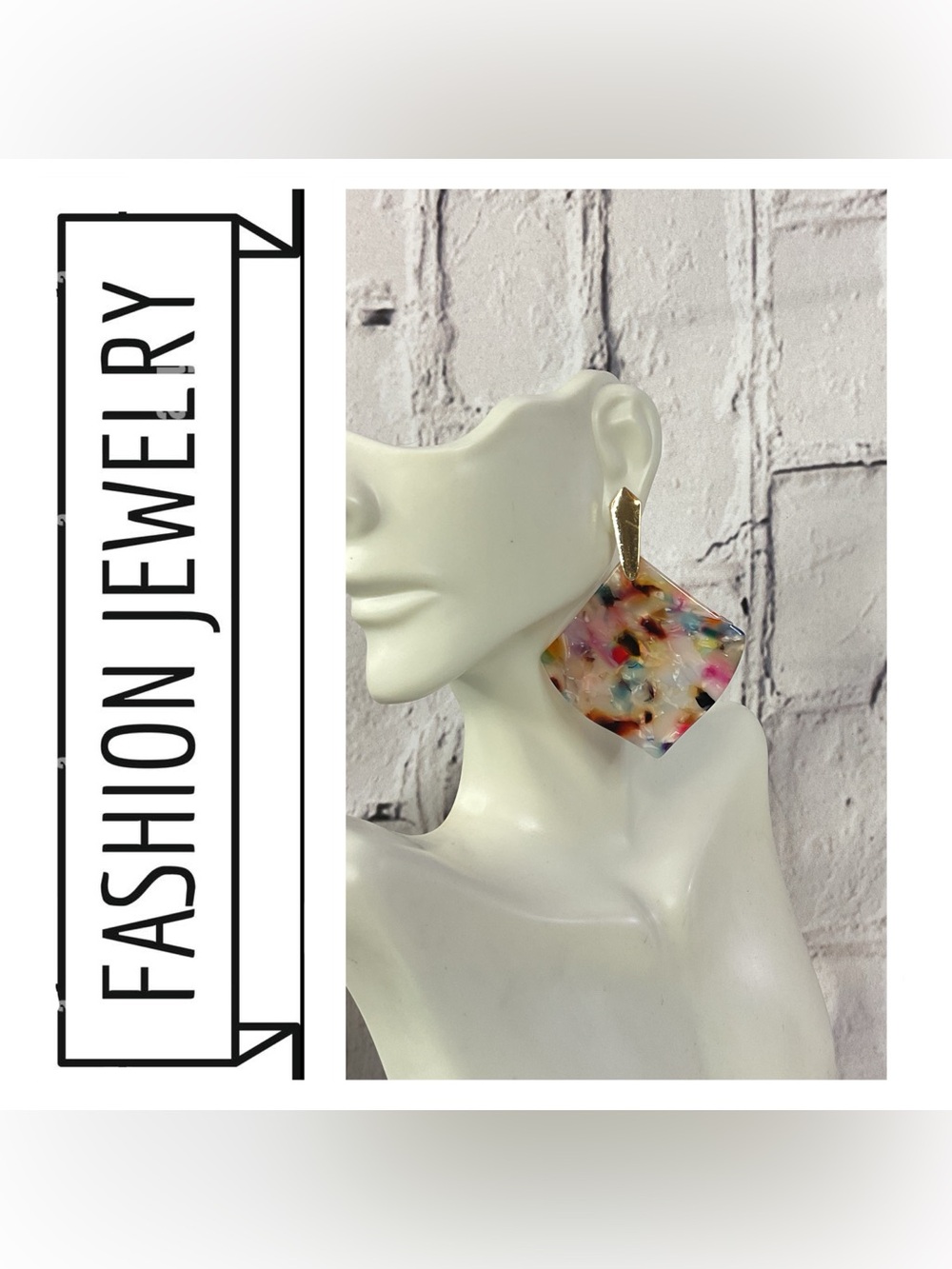 🌟🌟 Gold-Accent Multicolor Resin Drop Earrings